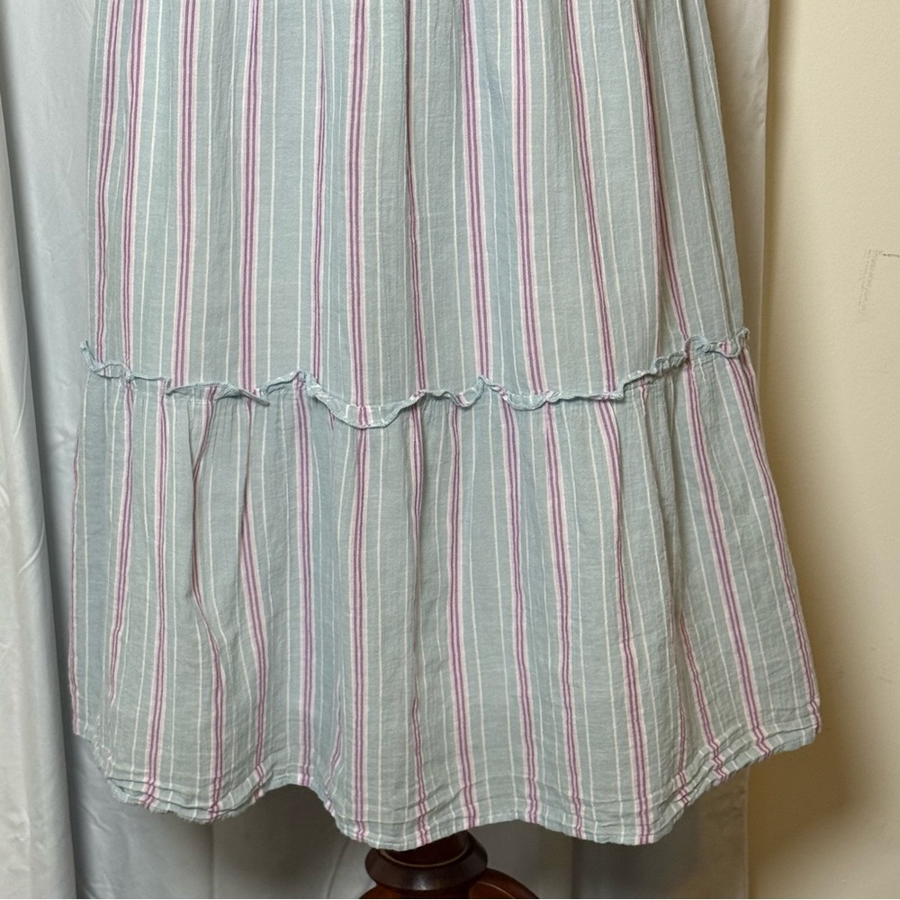 Rails Juni Placid Stripe Midi Dress Tiered Cotton Blue Pink Small - Picture 14 of 16